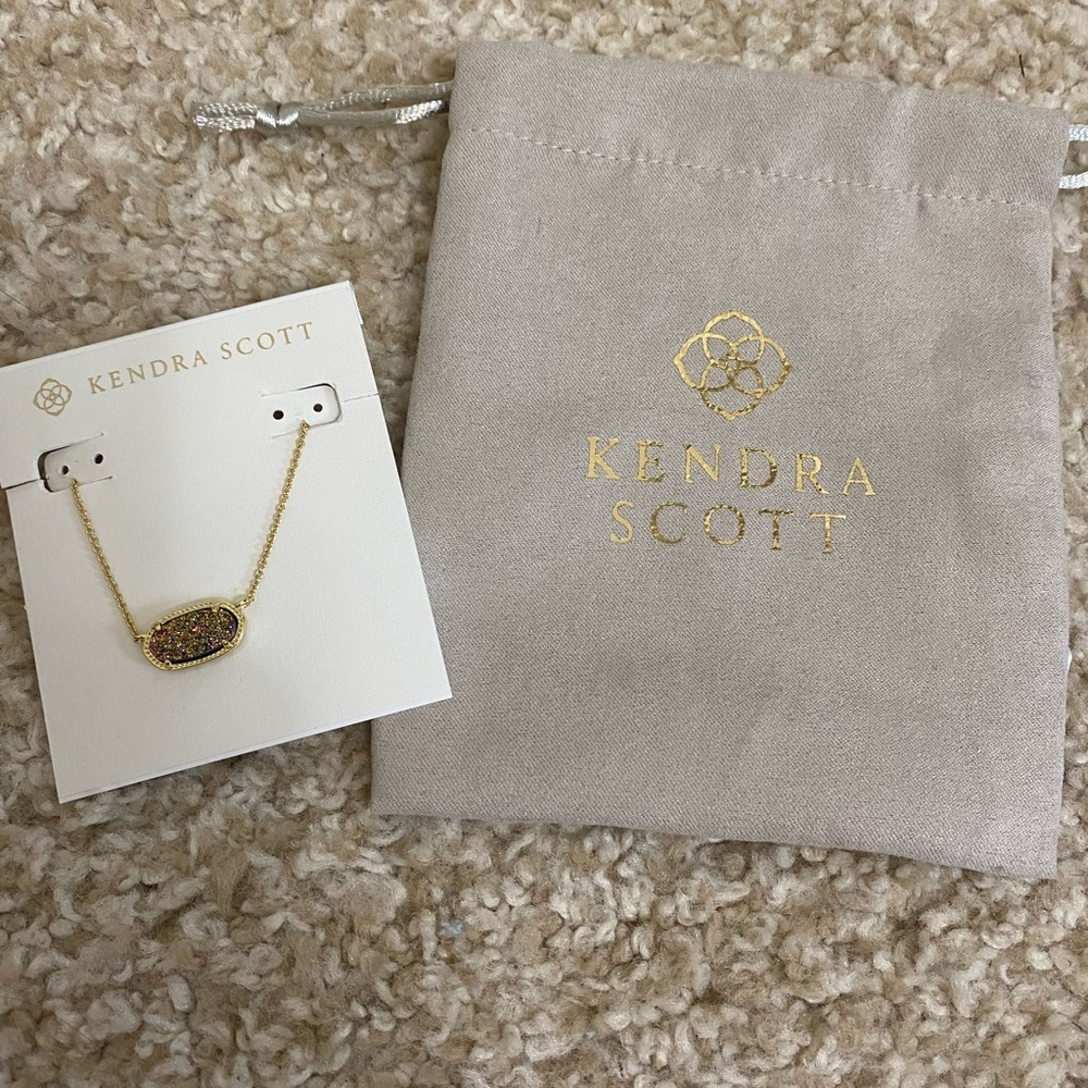 NWT Kendra Scott Gold Pendant Necklace in Multi-Drusy
